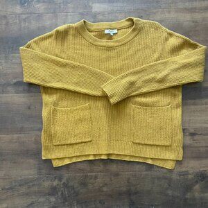 Madewell Mustard Yellow Knit Sweater w Pockets Size Small